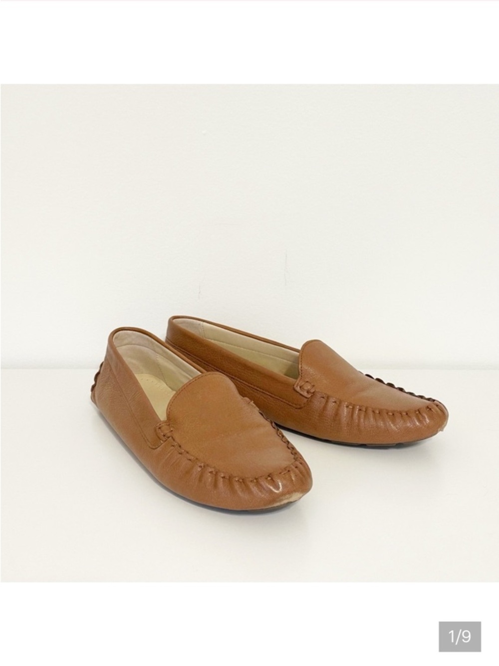 Cole Haan Women's Gretel Driving Leather Loafers Slide On Shoes in British Tan